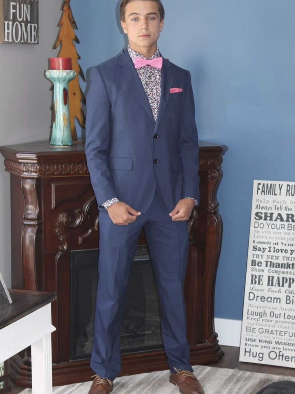 jf j.ferrar Navy Suit with Blue Tweed Matching Vest